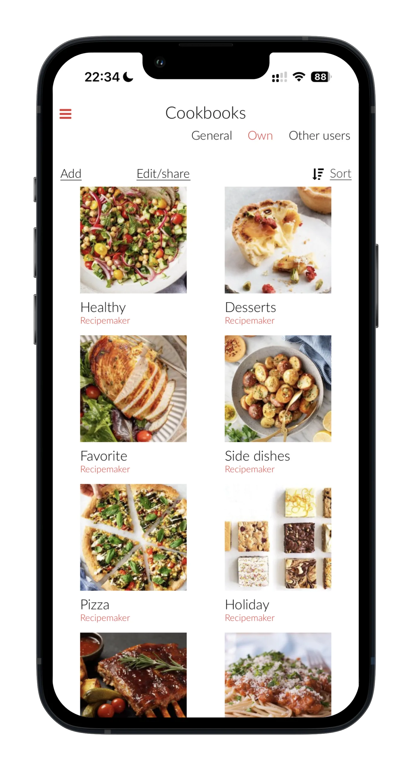 Organize your own digital cookbooks in the Recipe Maker app